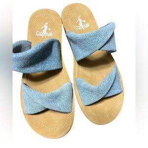 Corky’s With a Twist Flat Women’s Sandals in Denim
